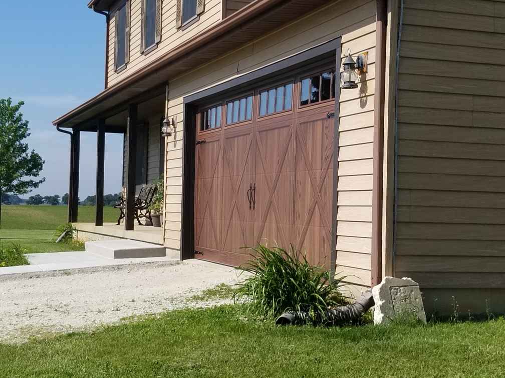 Brown residential garage door.