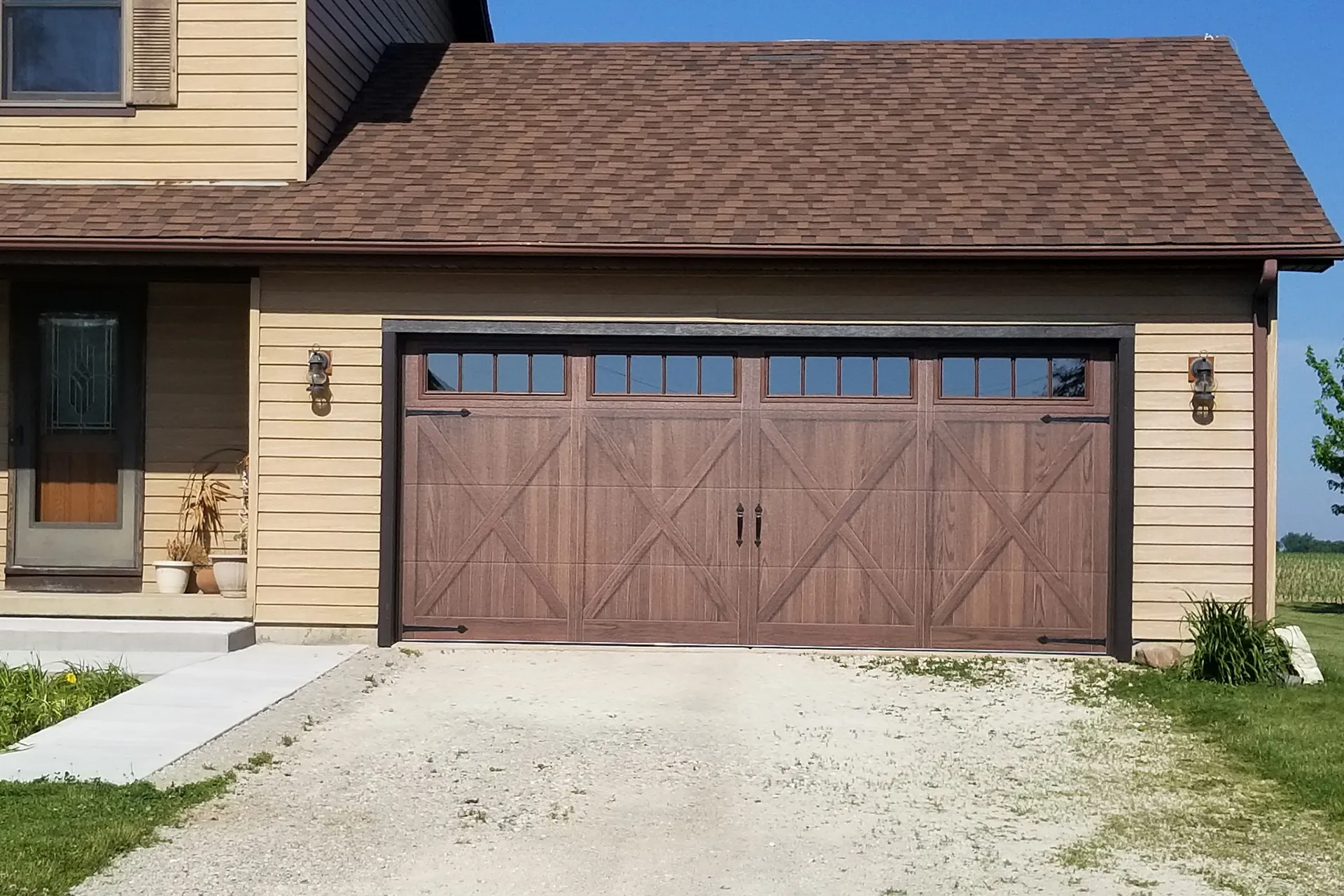 Farm house style garage door.
